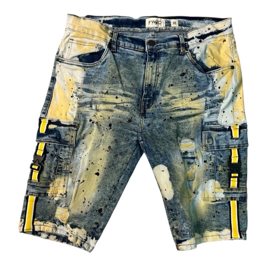 Sz 38 stripe denim pocket jean shorts