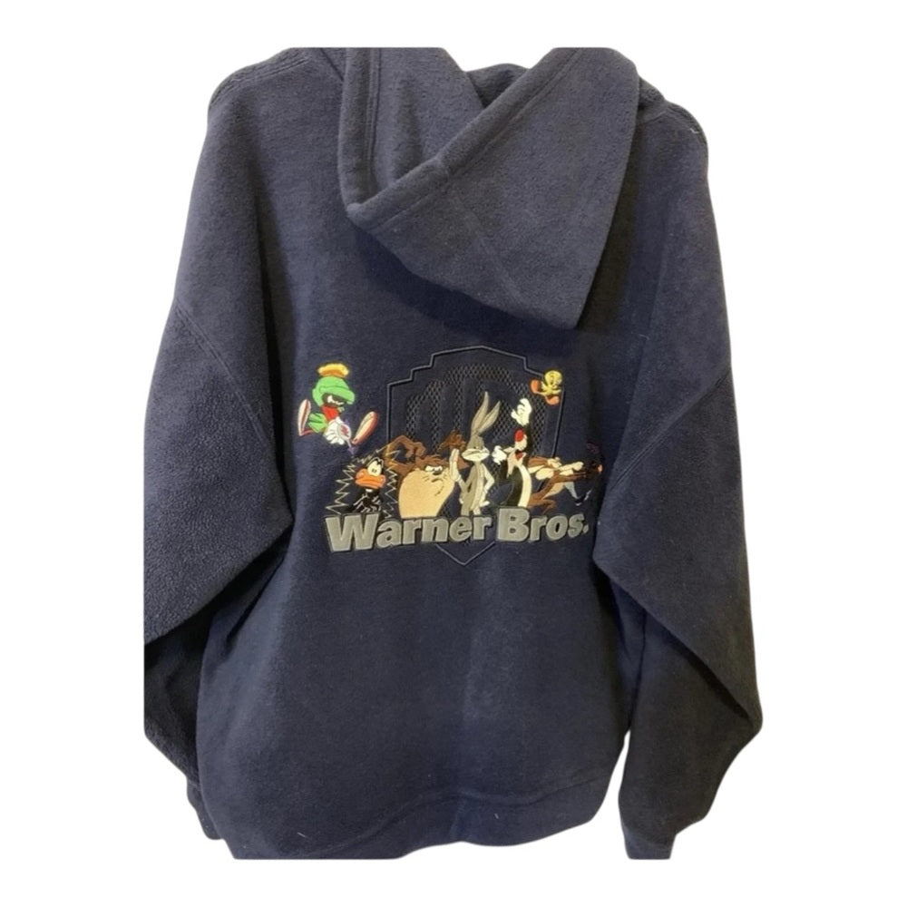 Warner Bros Looney Tunes Fleece Jacket Men’s Sz XL Navy Blue Full Zip