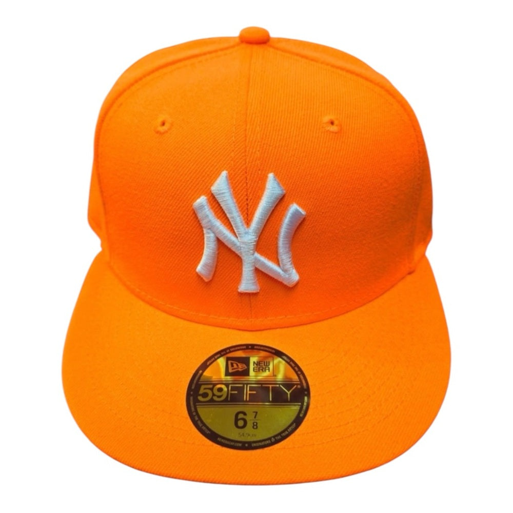 Sz 6 7/8 Fitted cap orange NY Yankee