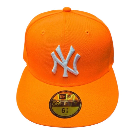 Sz 6 7/8 Fitted cap orange NY Yankee