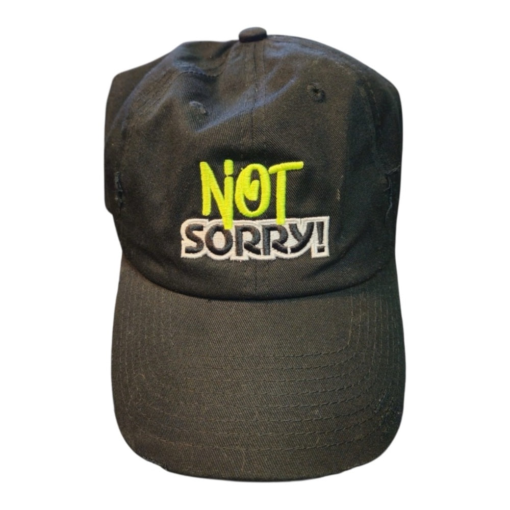Black Cap with 'Not Sorry!' Embroidery