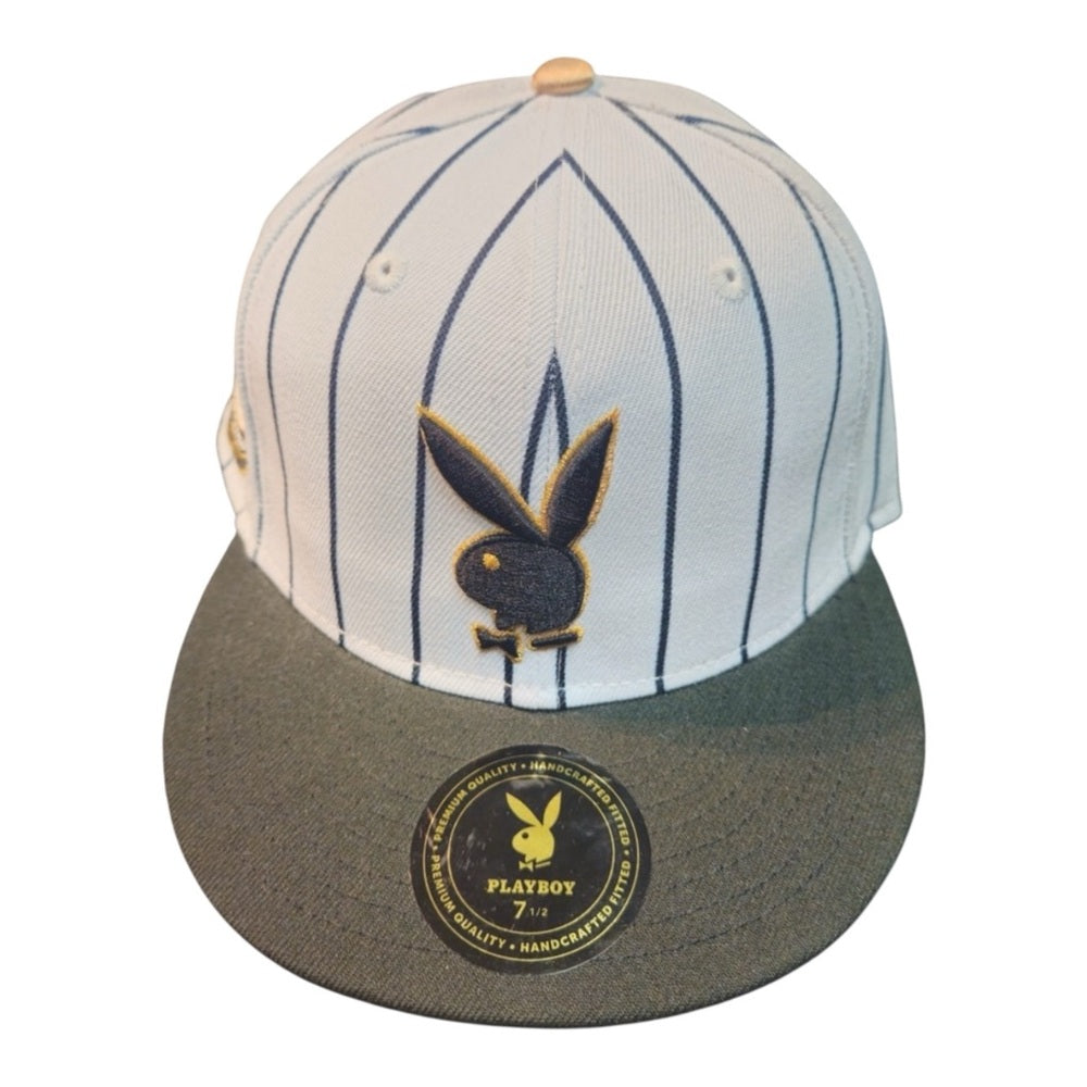 Sz 7 1/2 pin stripes bunny fitted cap