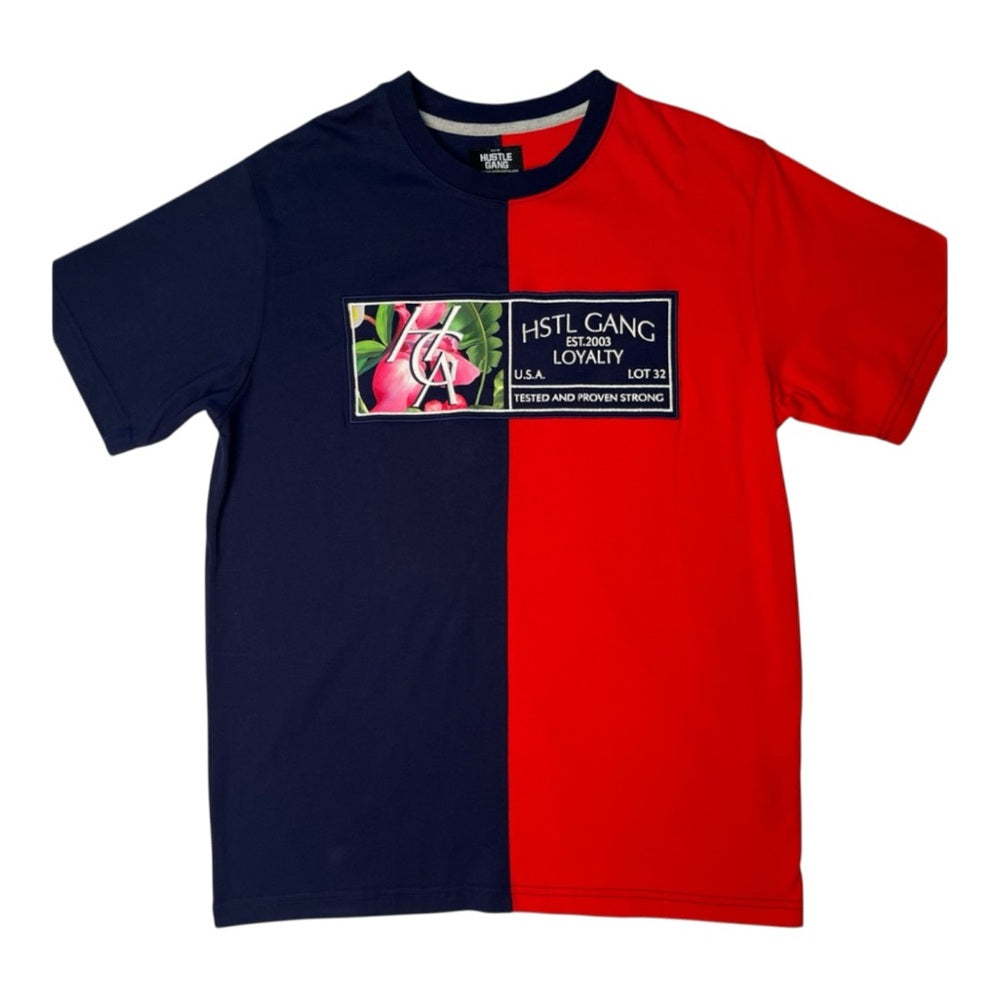 Sz M Hustle Gang Navy and Red Graphic Tee