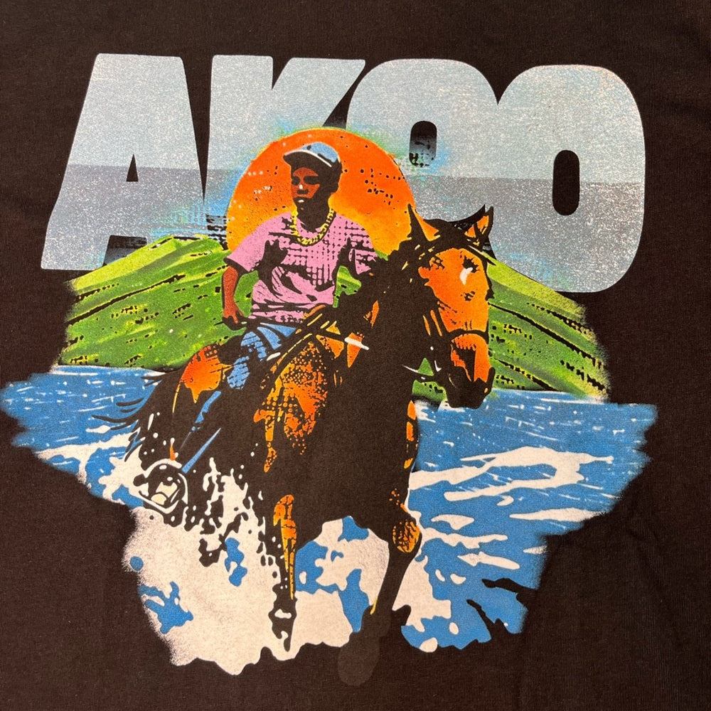 Akoo Black T-Shirt with Vibrant Rider Graphic