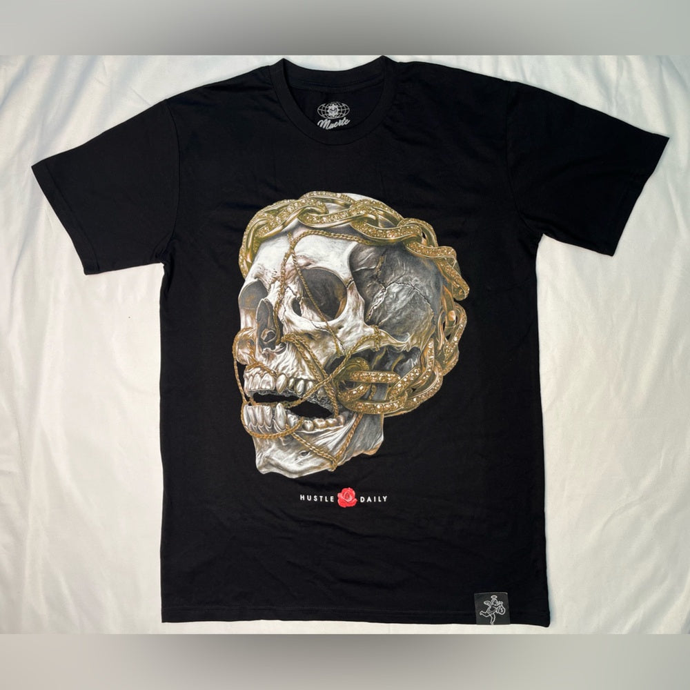 Sz M MENS HASTAMUERTE LLC HASTA MUERTE DIAMOND CHAIN SKULL BLACK FOAM TEE