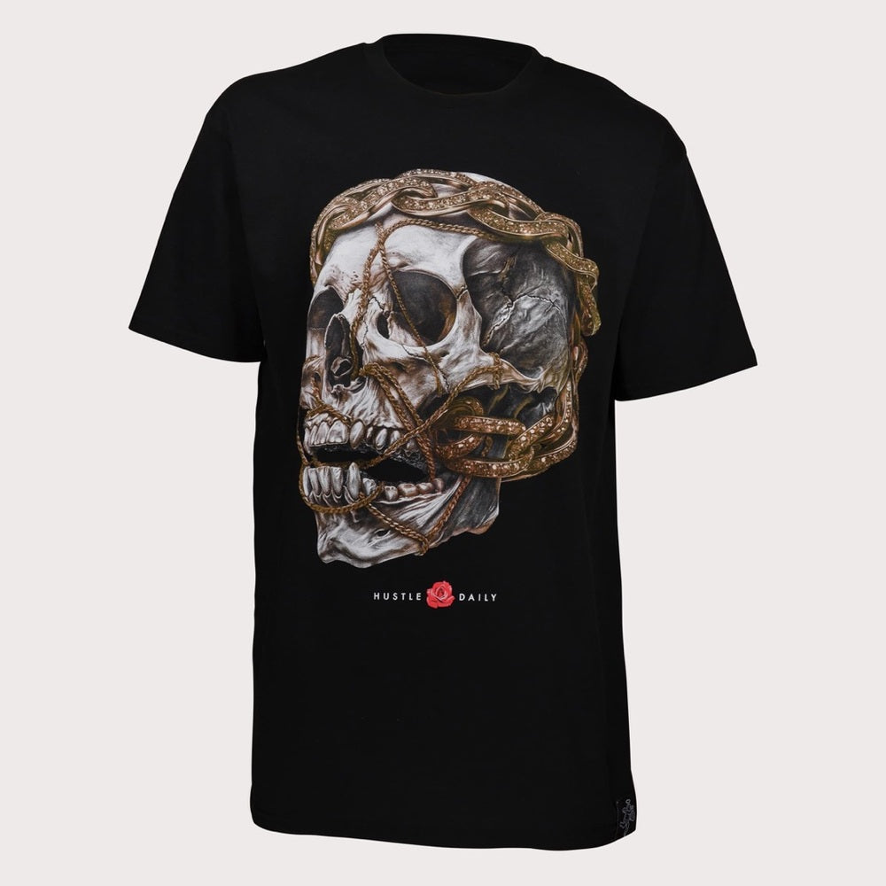 Sz M MENS HASTAMUERTE LLC HASTA MUERTE DIAMOND CHAIN SKULL BLACK FOAM TEE