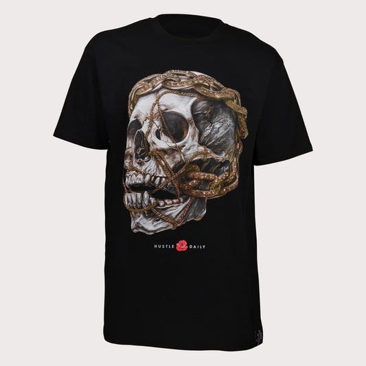 Sz M MENS HASTAMUERTE LLC HASTA MUERTE DIAMOND CHAIN SKULL BLACK FOAM TEE