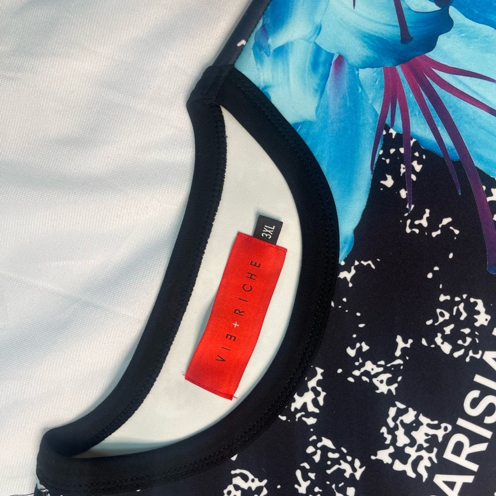 Sz 3xl Black and White Checkered Graphic T-Shirt