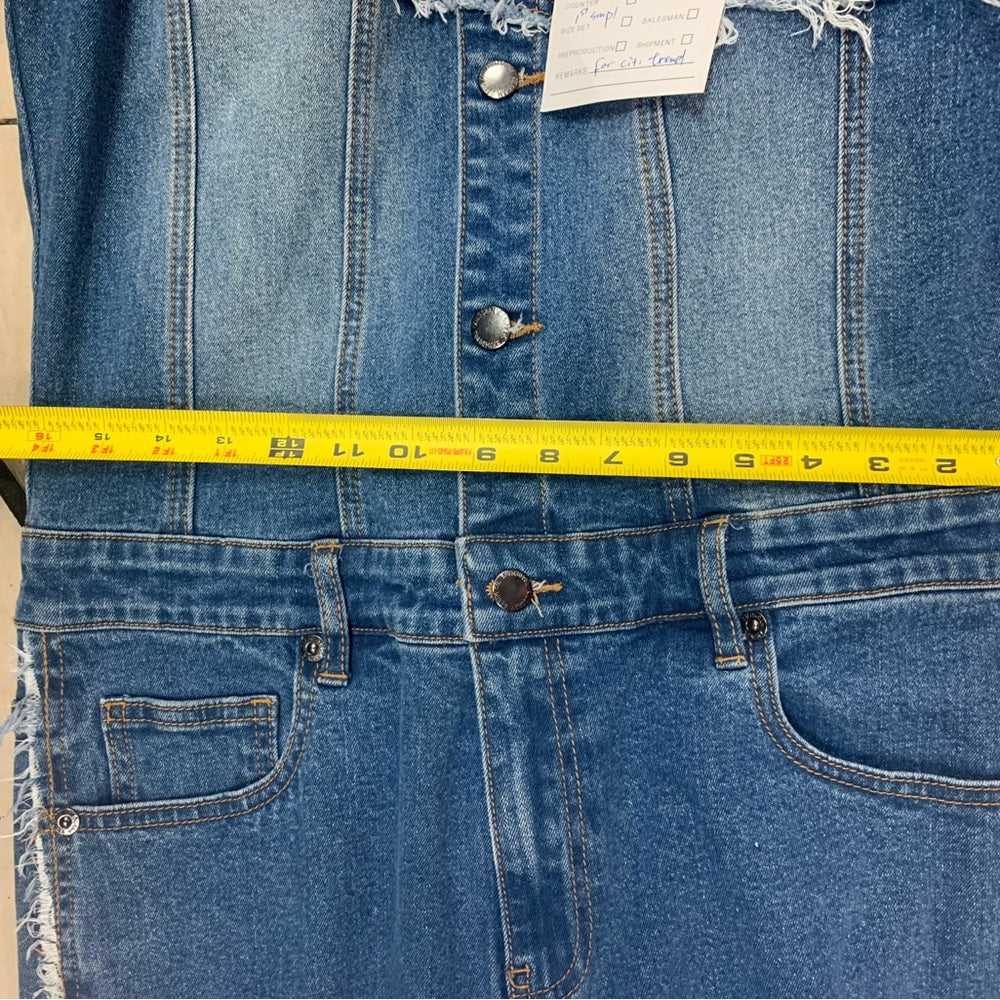 Mens Classic Denim Overalls HipHop Long Sleeve Tops Pants Rompers Jumpsuit Jeans