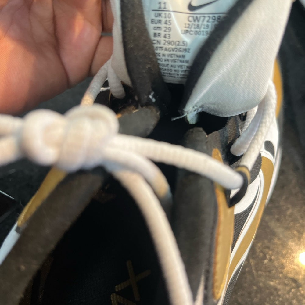 Sz 11 Nike Air Max React in Black, White, and Gold
