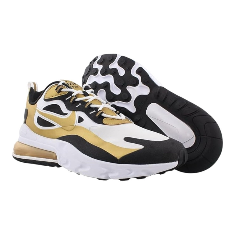 Sz 11 Nike Air Max React in Black, White, and Gold