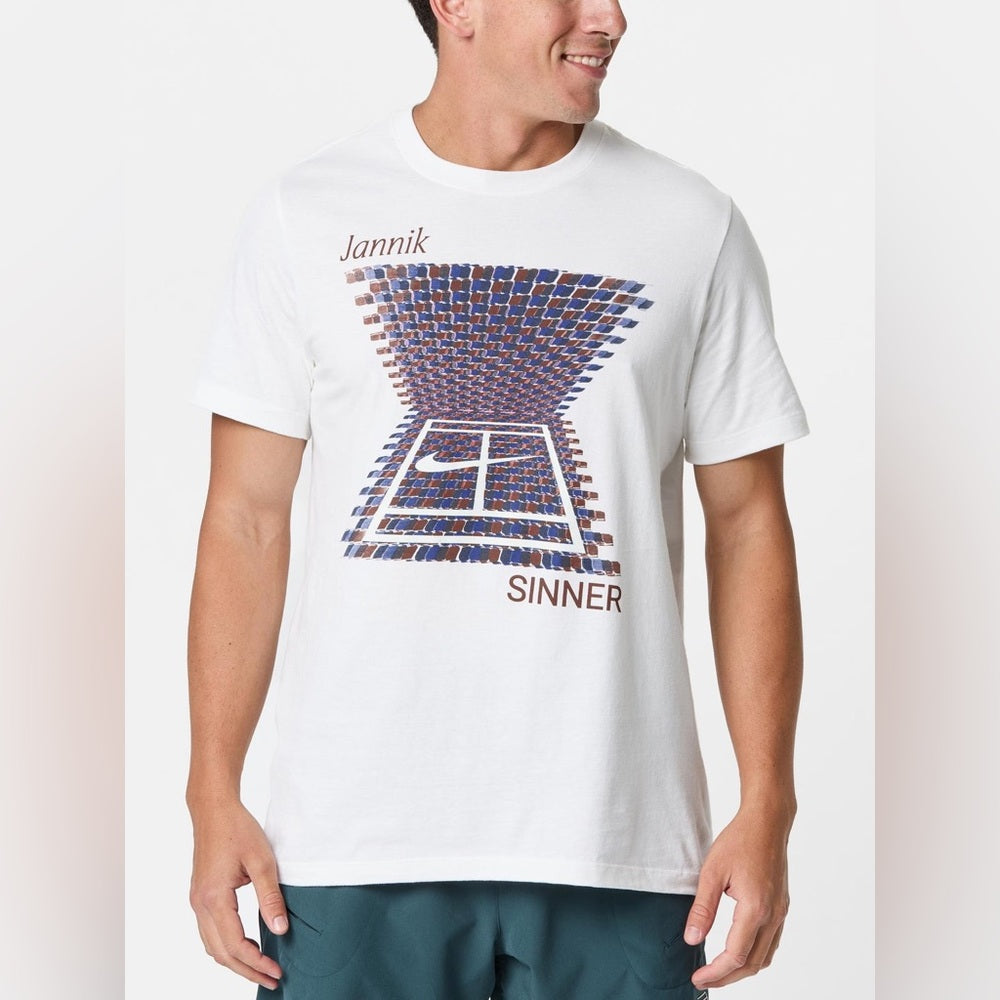 Nike Graphic Tee in White with Bold Blue and Red Design