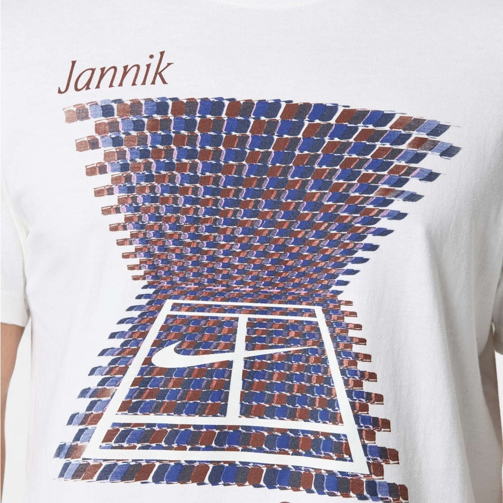 Nike Graphic Tee in White with Bold Blue and Red Design