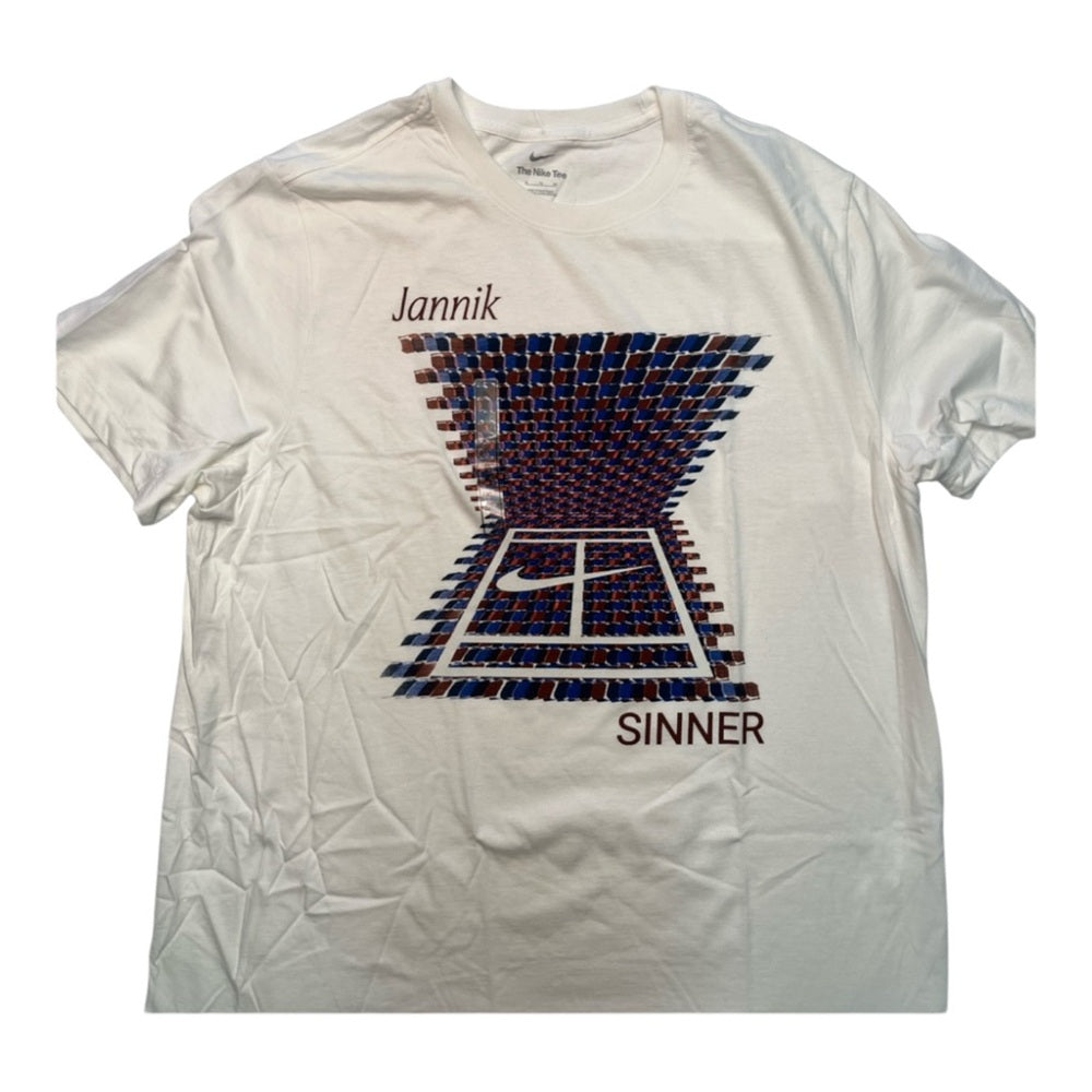 Nike Graphic Tee in White with Bold Blue and Red Design