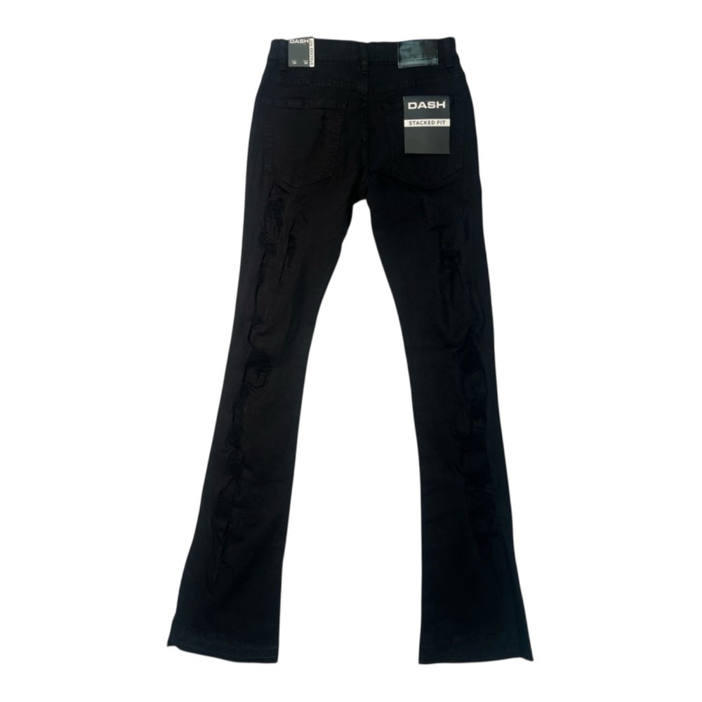 Black Distressed Skinny Stack Jeans