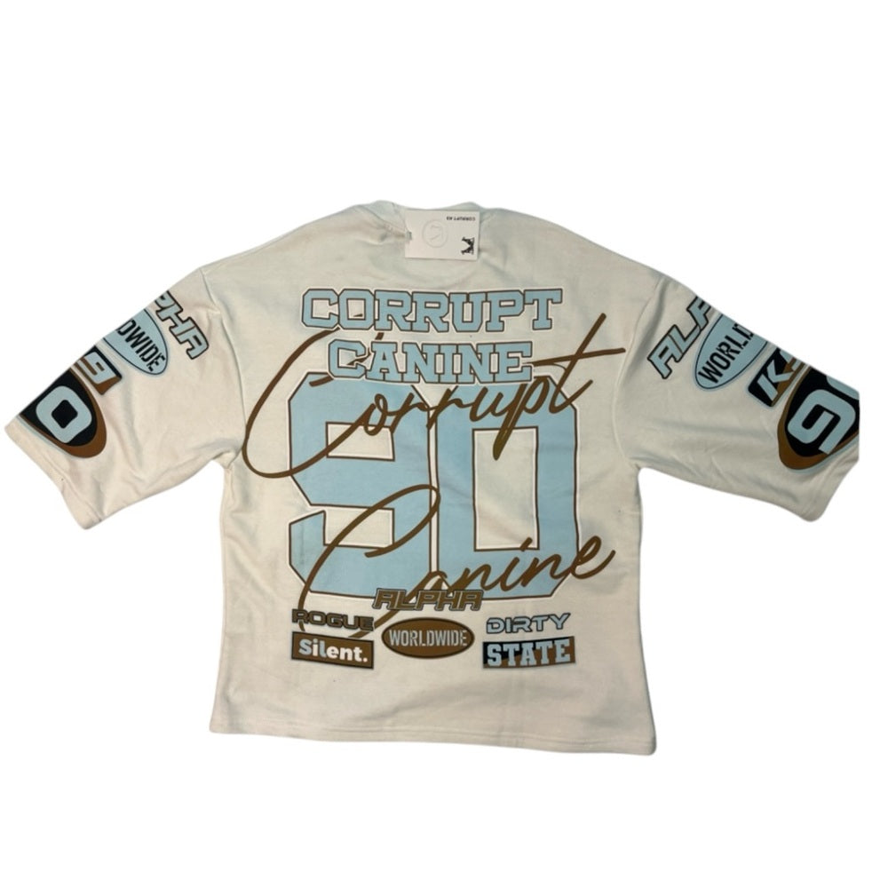 Corrupt K9 Cut Off Shirt in White with Bold Graphics