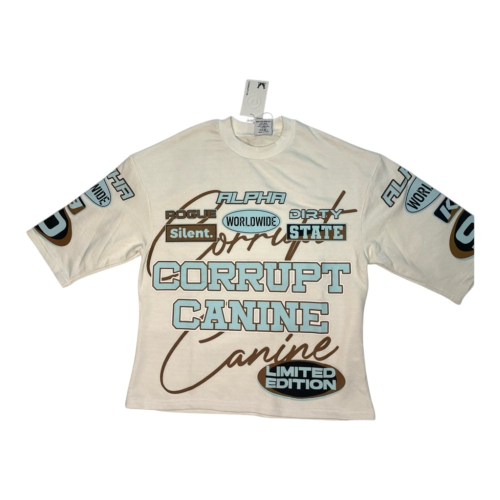 Corrupt K9 Cut Off Shirt in White with Bold Graphics