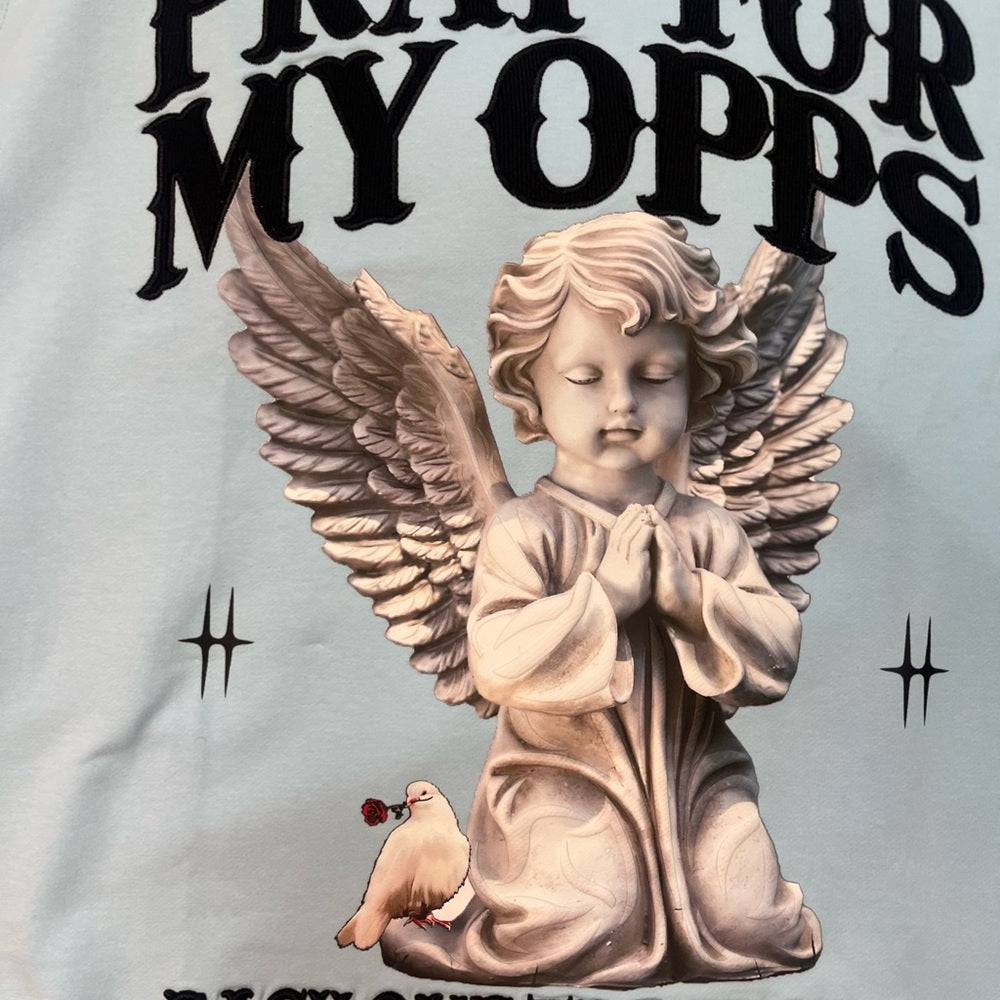 Streetz Iz Watchin Men's Pray For My Opps Muscle Tee - Light Blue