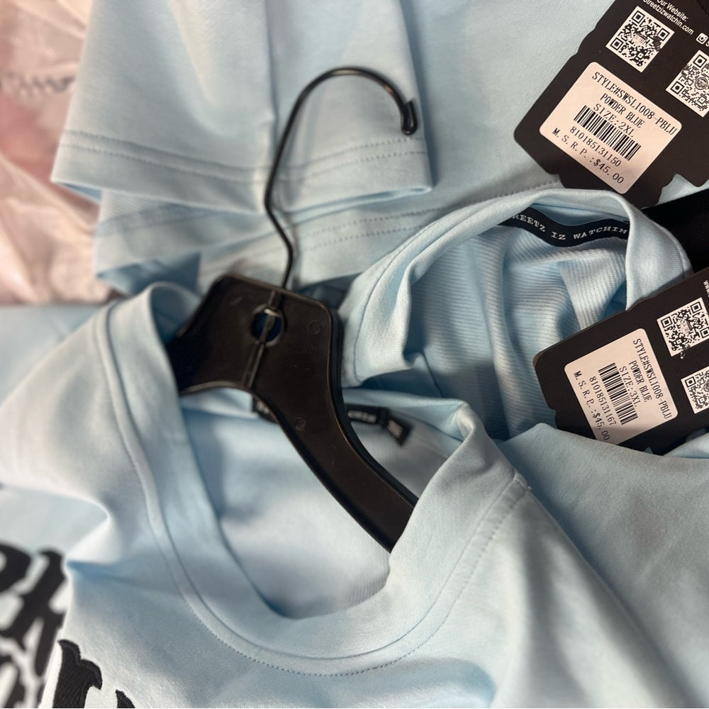 Streetz Iz Watchin Men's Pray For My Opps Muscle Tee - Light Blue