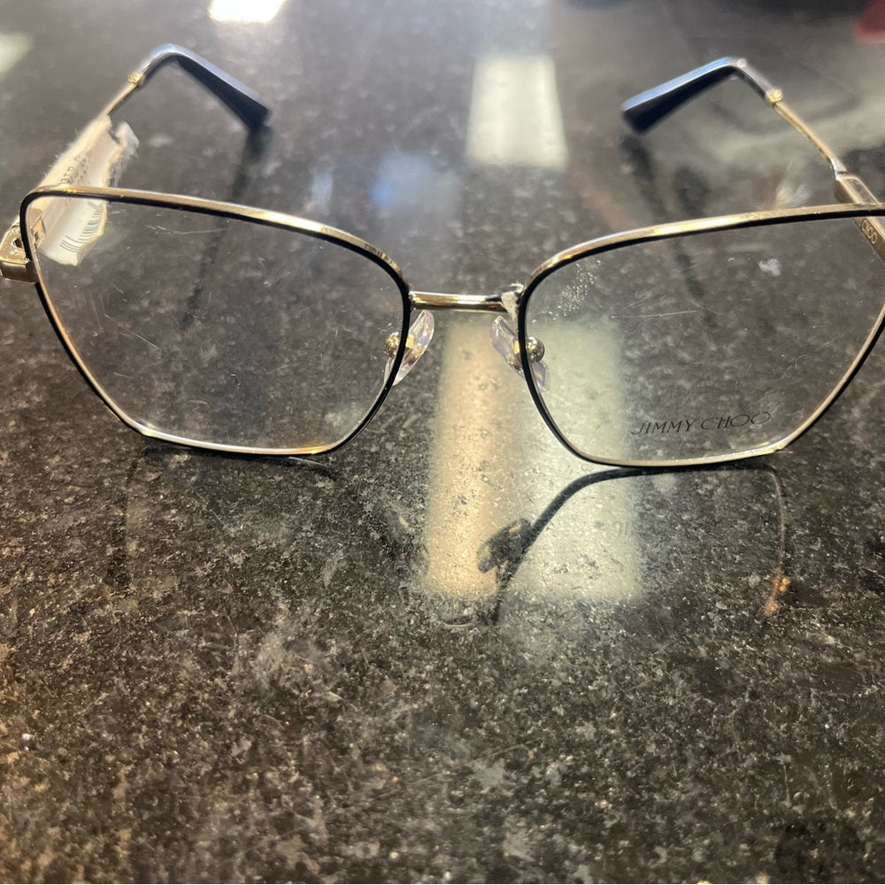 Jimmy Choo Gold and Black Square Chic Glasses