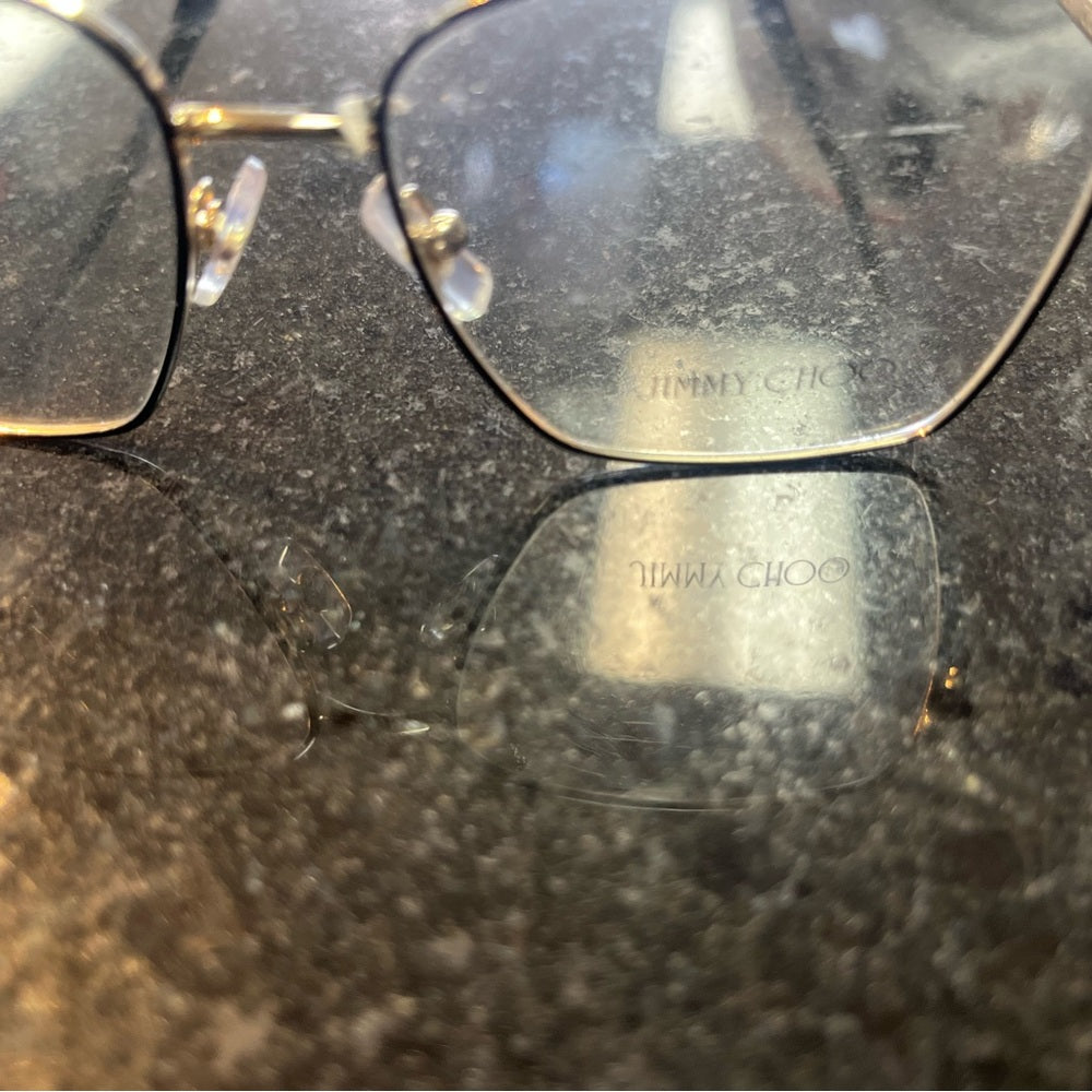 Jimmy Choo Gold and Black Square Chic Glasses