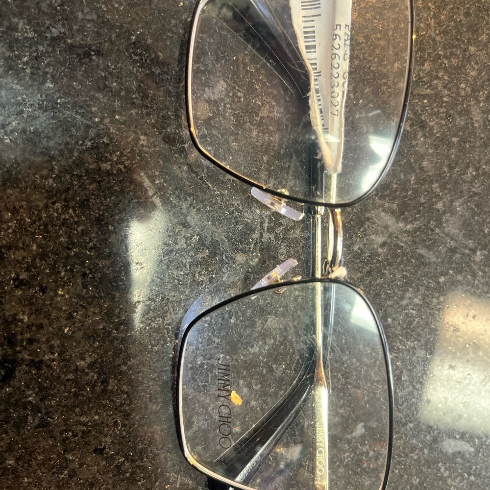 Jimmy Choo Gold and Black Square Chic Glasses