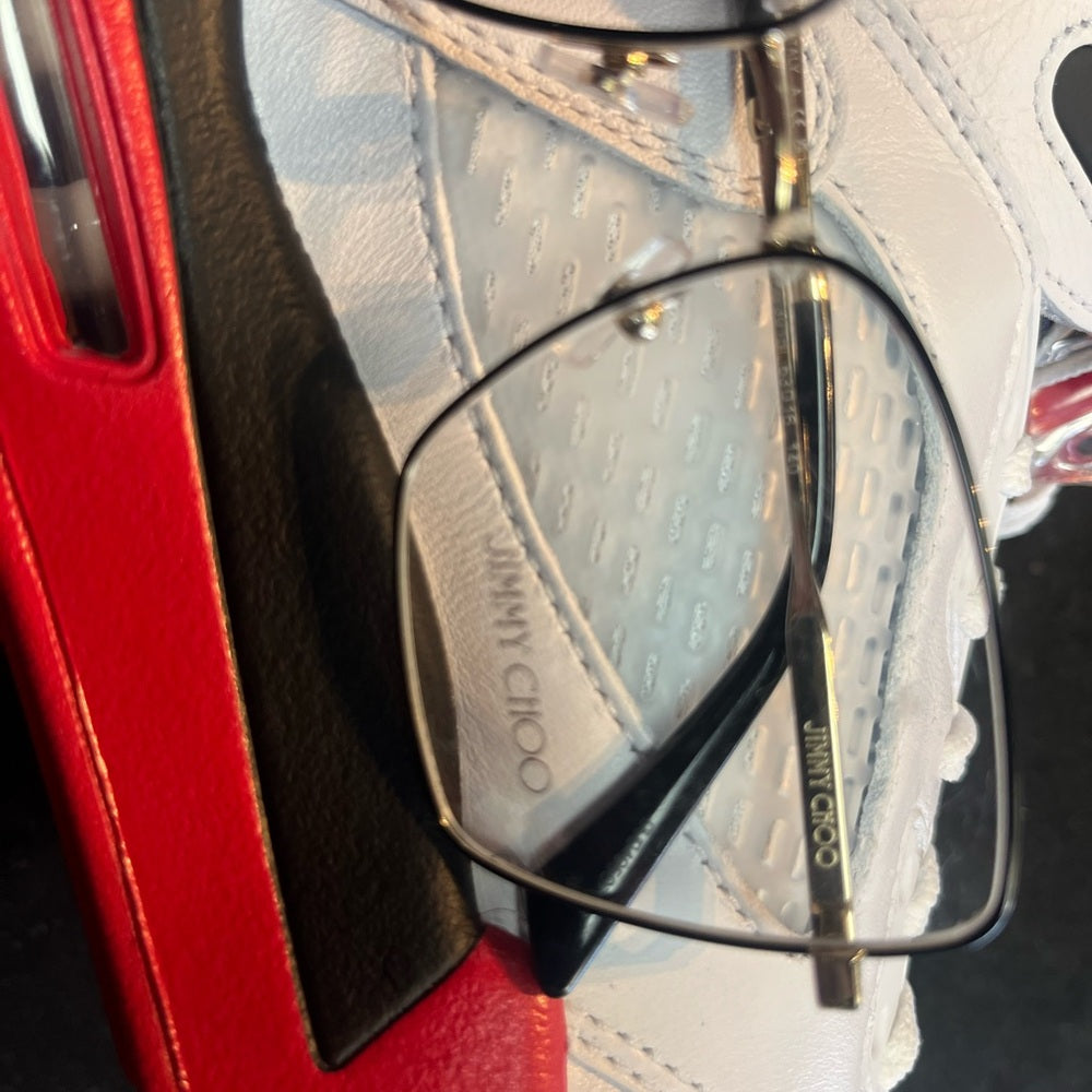 Jimmy Choo Gold and Black Square Chic Glasses