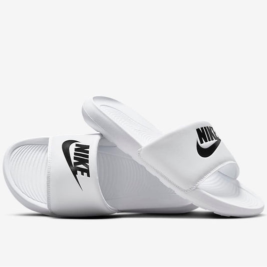 Nike White and Black Slide Sandals