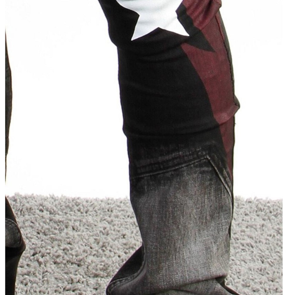 N.A.S Black Wash Jeans with Purple Wings