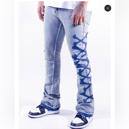 Sz Various 504 XXX Patch Stack Jeans Light Wash