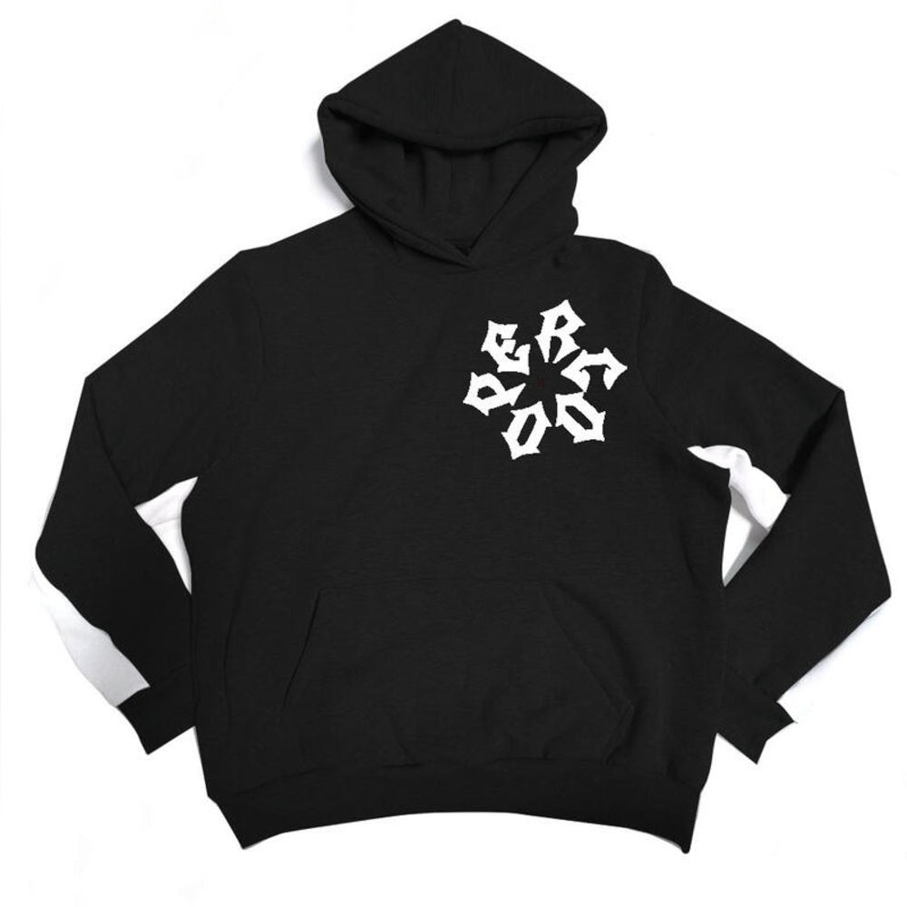 Rider Stack Hoody Black with White Graphic