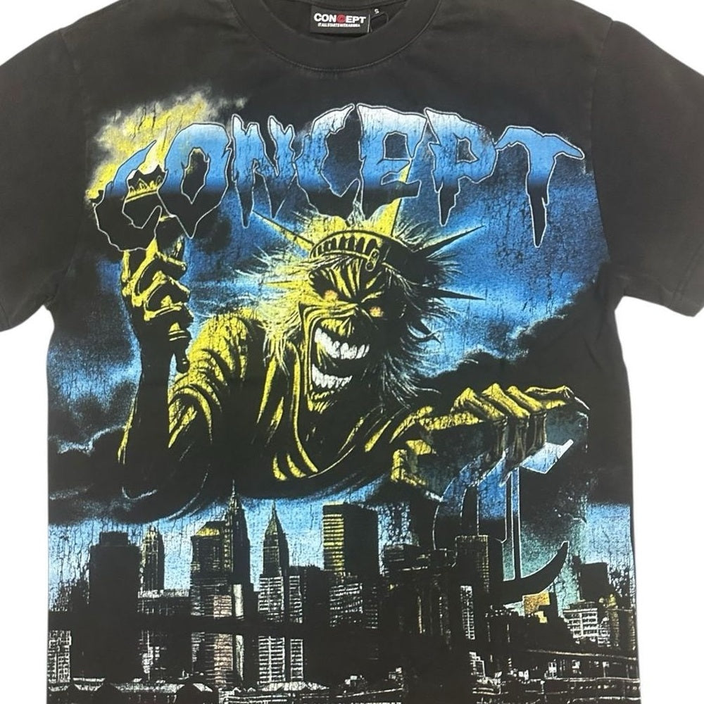 Concept Graphic T-Shirt with Bold Blue and Yellow Design