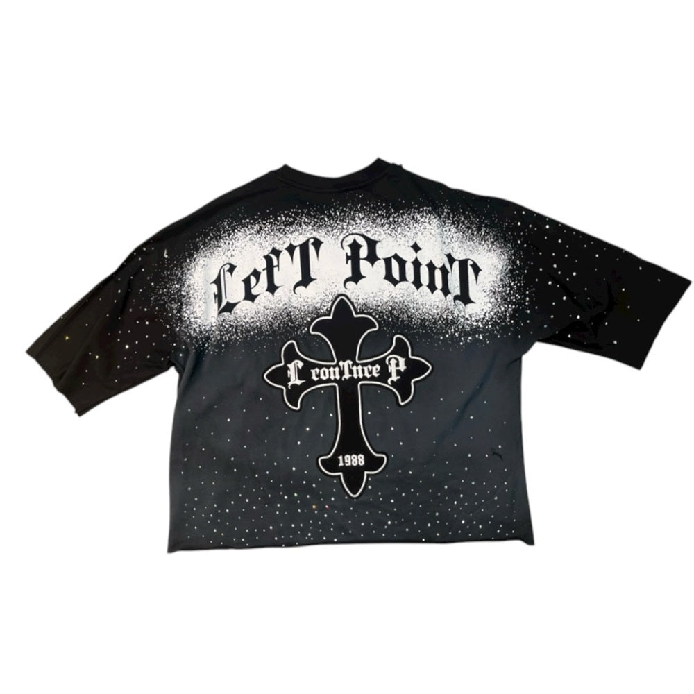 Black Graphic Tee with Bold Cross Design