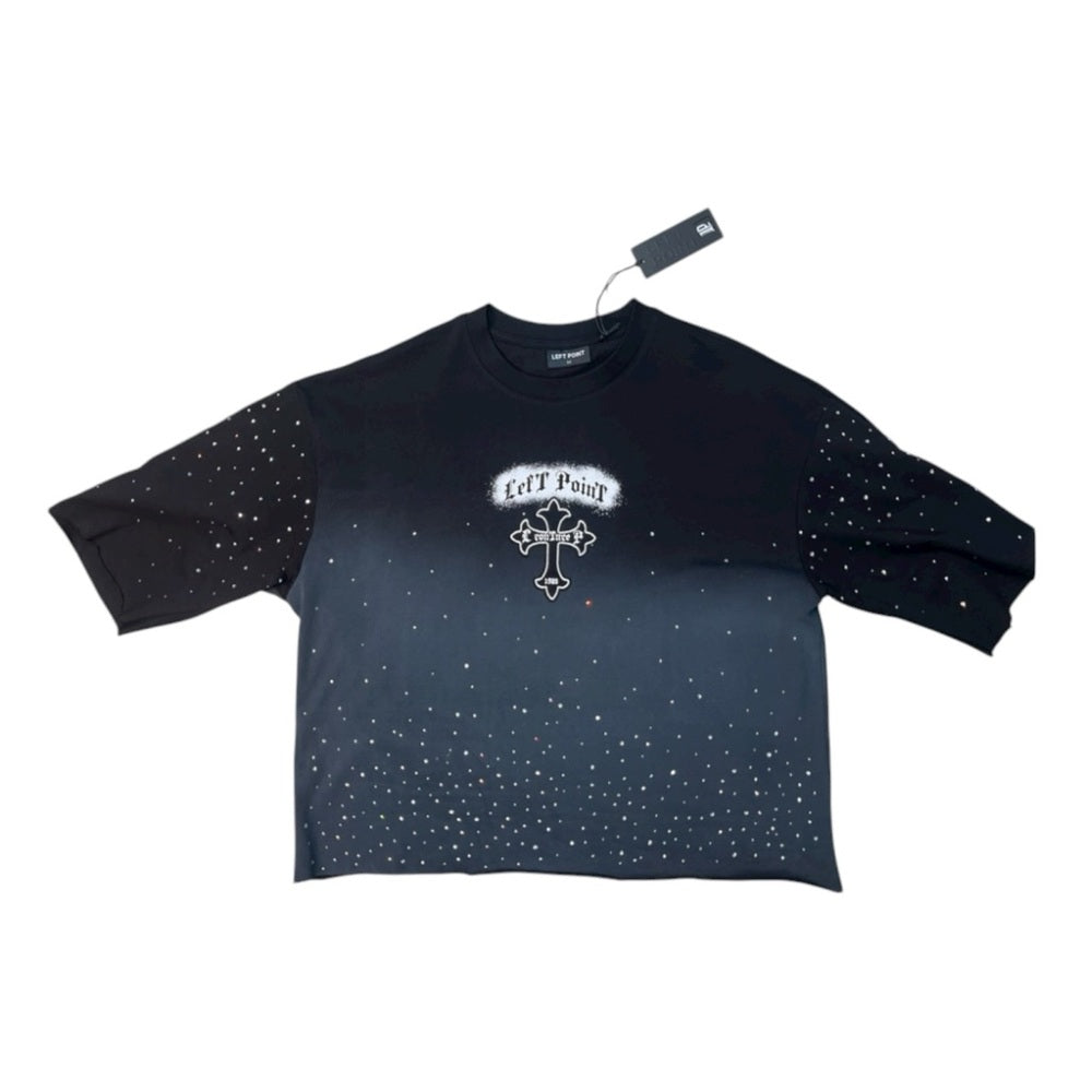 Black Graphic Tee with Bold Cross Design