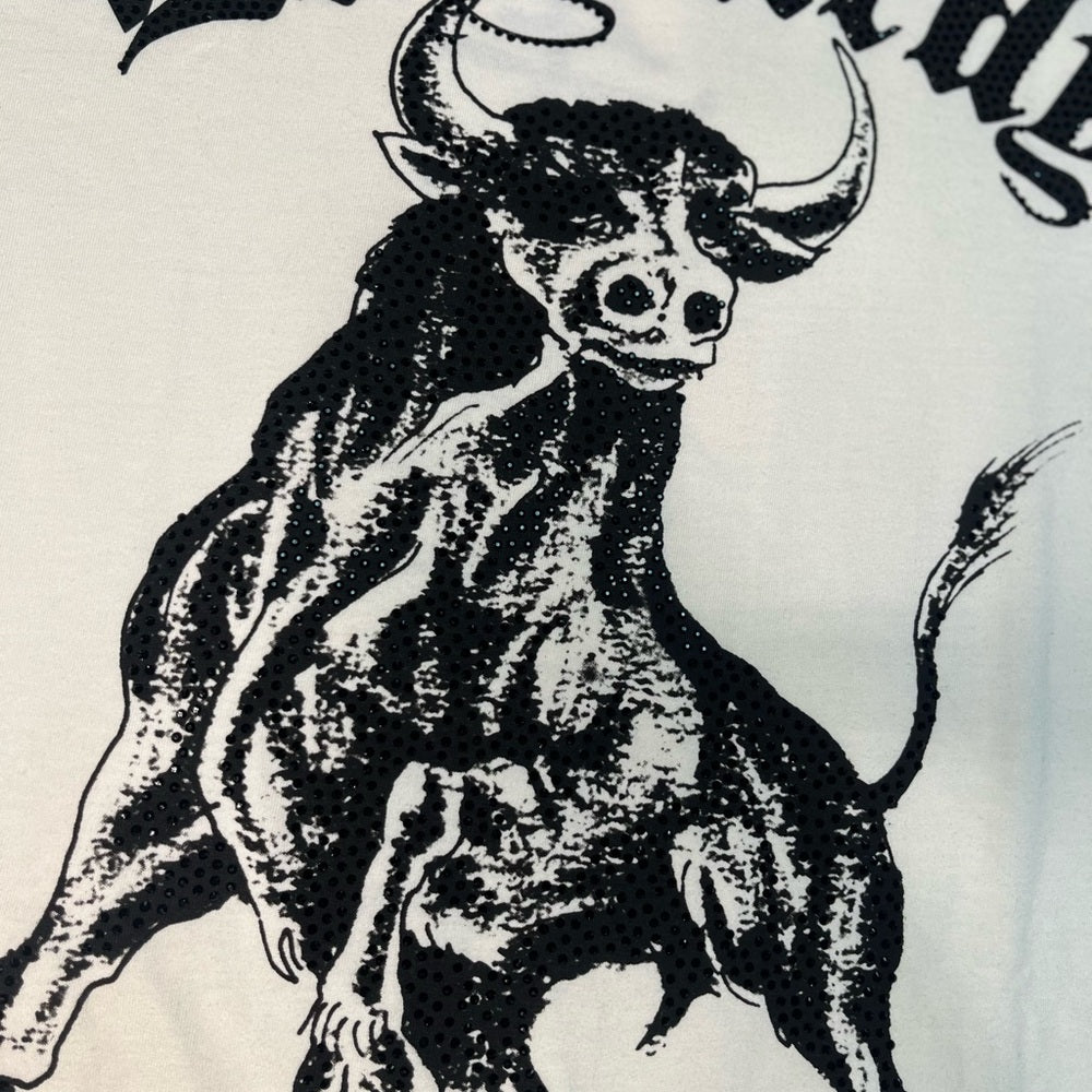 Ed Hardy Cream Rhinestone Graphic Tee