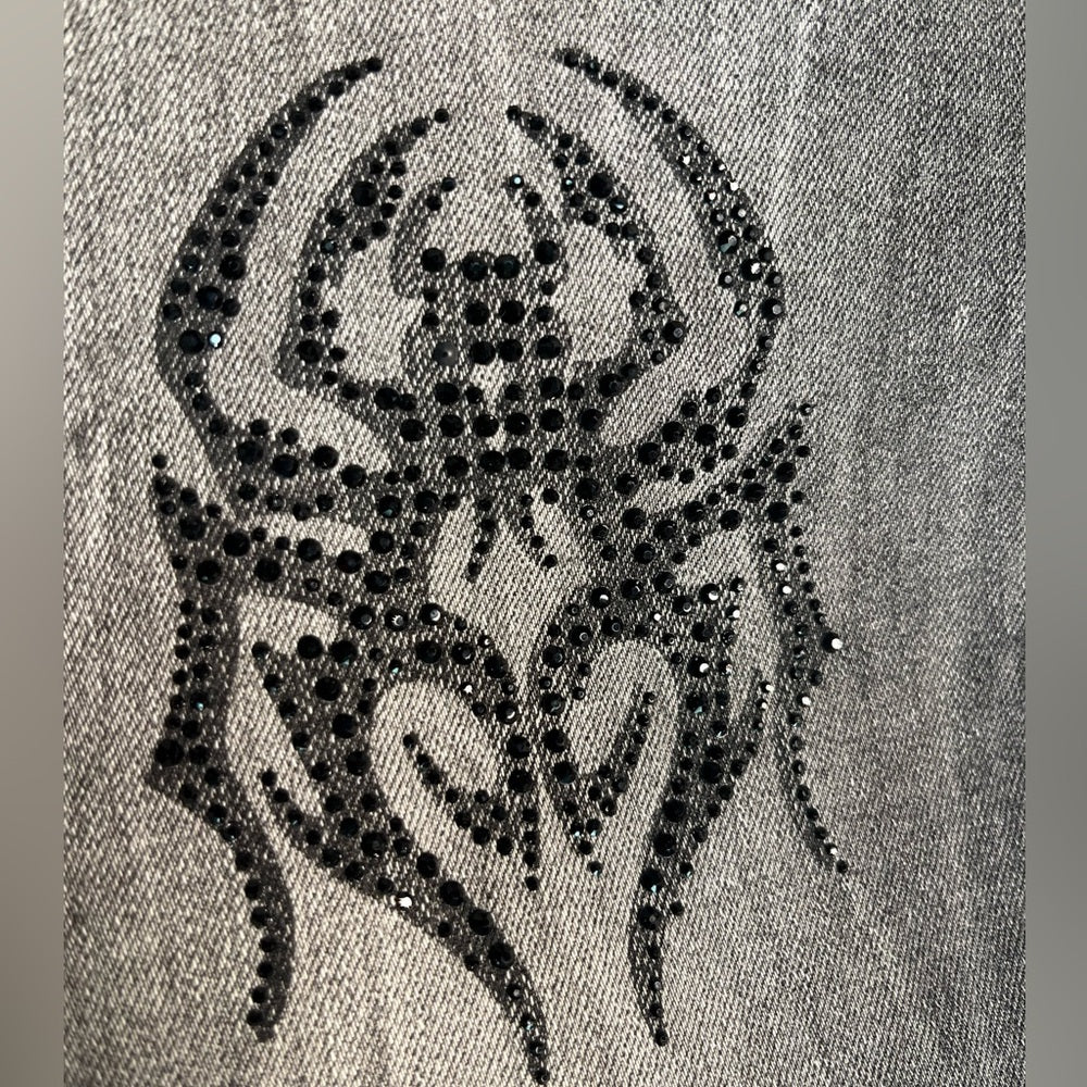 Smoke Rise Men's Spider Rhinestone Slim Fit Denim Jeans