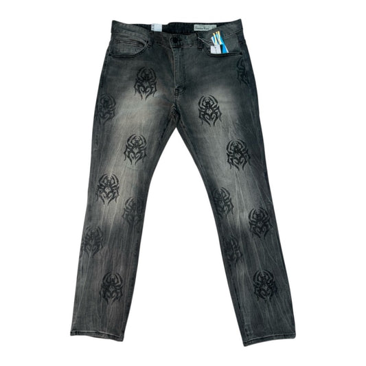 Smoke Rise Men's Spider Rhinestone Slim Fit Denim Jeans