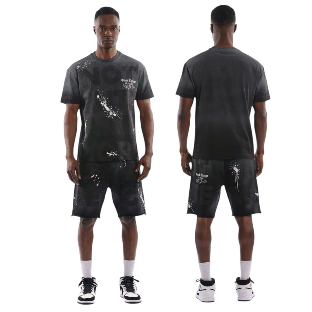 Sz Various Black Good things are possible Graphic T-Shirt and Shorts Set