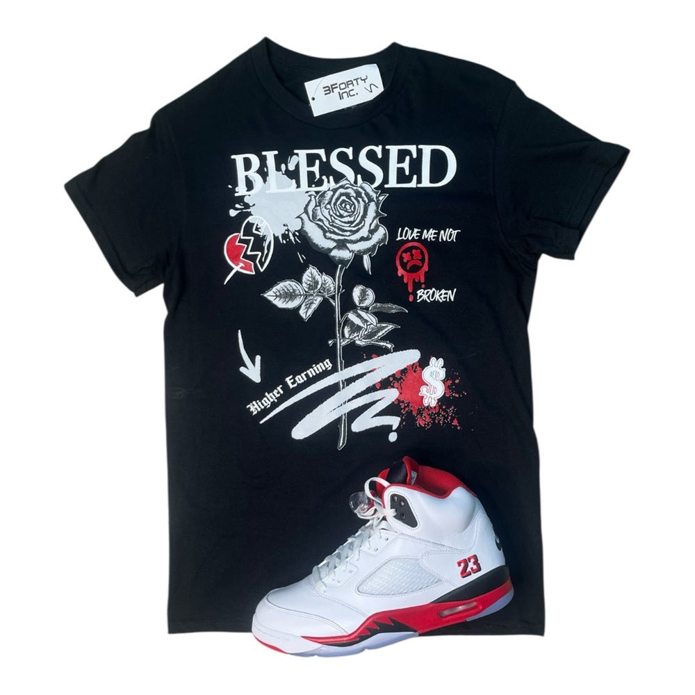 Bold Rose Graphic Black T-Shirt