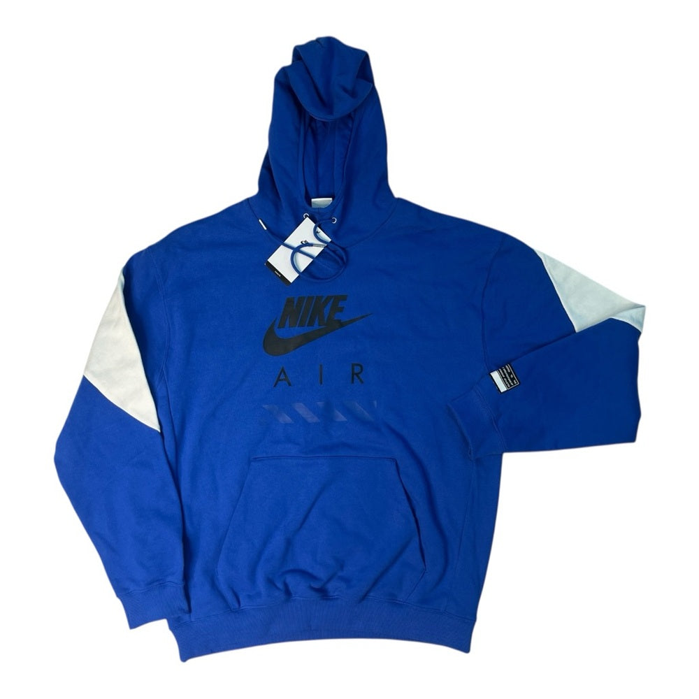 Nike Men's Air Fleece Roomy-Fit Logo-Print Hoodie in Blue