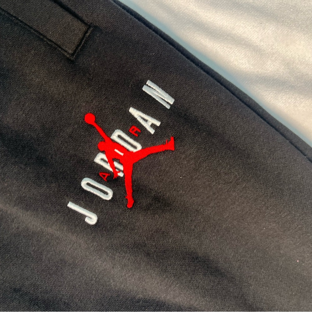 Jordan Oversized Black Sweatpants with Red Logo