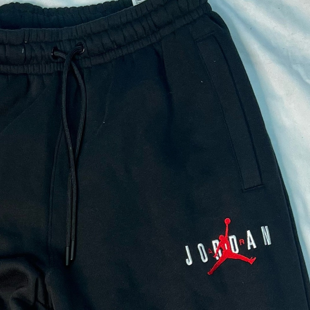 Jordan Oversized Black Sweatpants with Red Logo