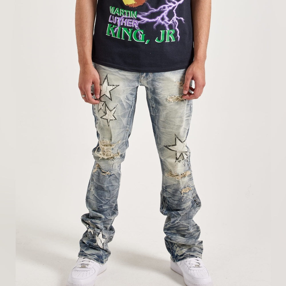 Men's Smoke Rise Star Studded Flare Jeans
