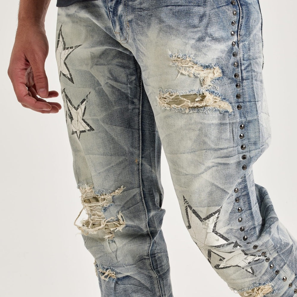 Men's Smoke Rise Star Studded Flare Jeans
