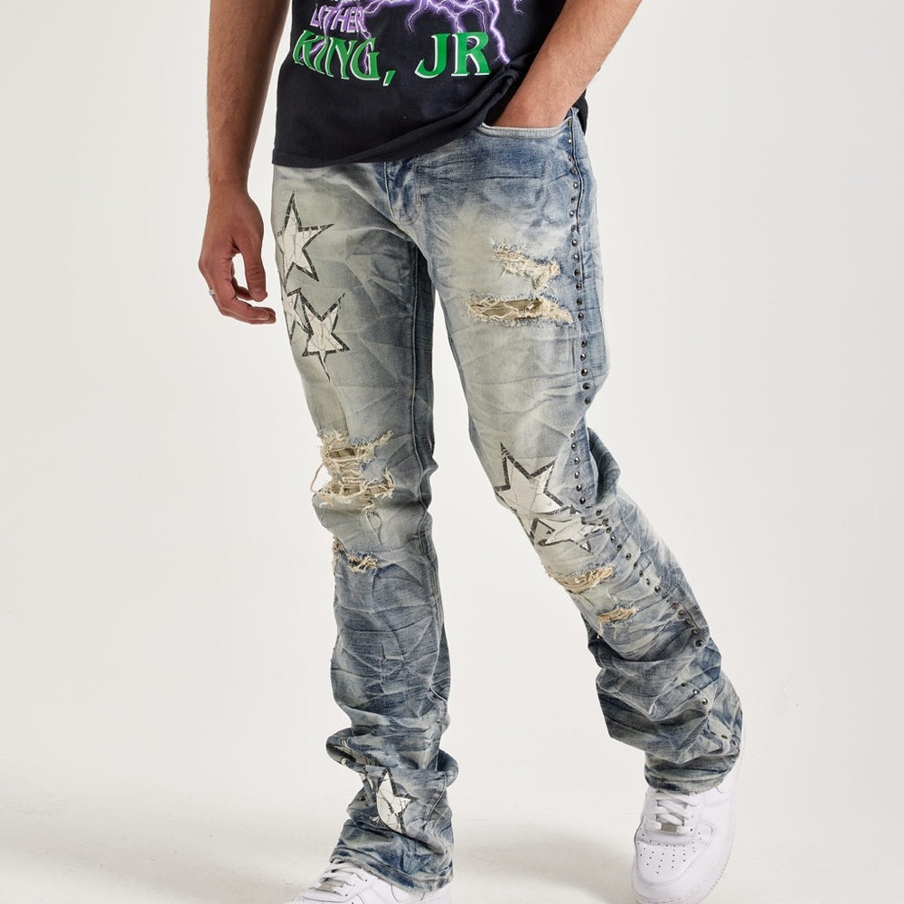 Men's Smoke Rise Star Studded Flare Jeans